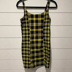 Cute yellow and black overall dress